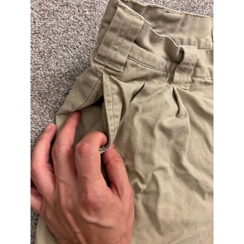 VTG Bogari Chino Shorts Mens 34 Khaki Tan Excellent Pleated Cotton Canvas Italy
